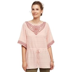 New Anthro OS One September Embroidered Eyelet Kimono Sleeve Tie Waist Tunic